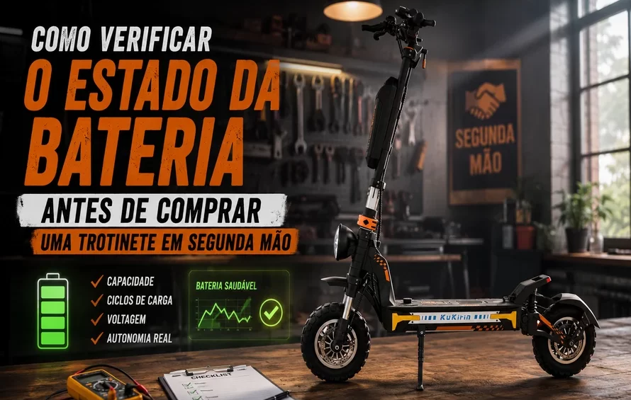Como verificar o estado da bateria antes de comprar uma trotinete