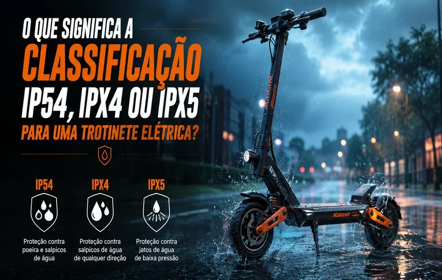 que significa a classificação IP54, IPX4 ou IPX5 para trotinete