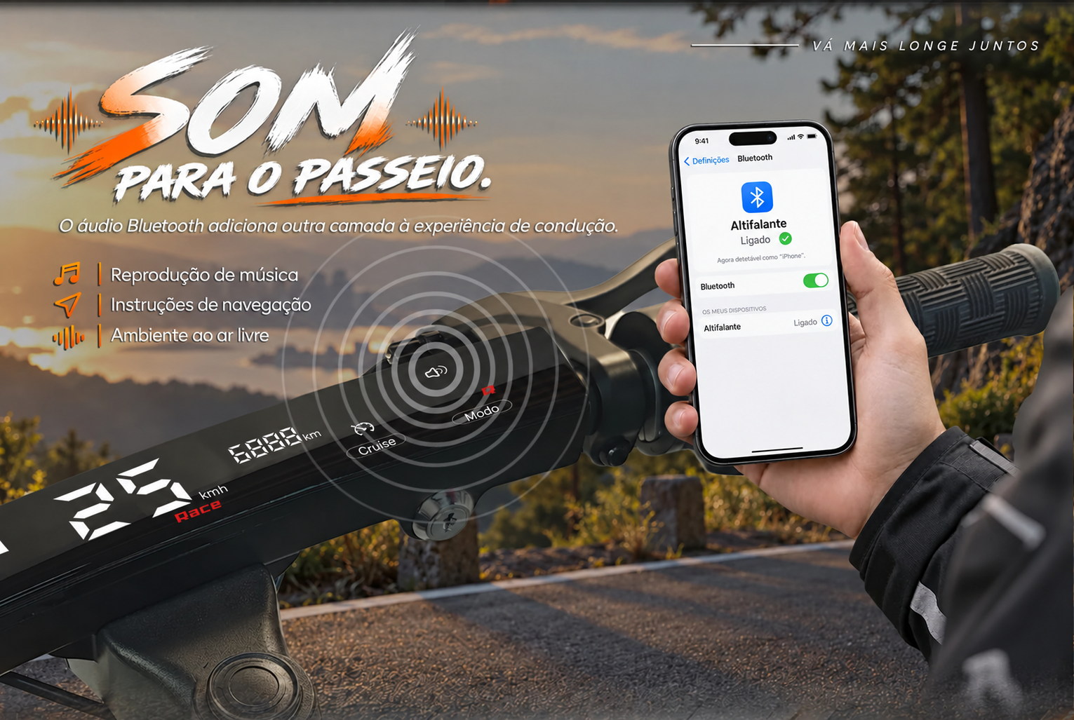 KuKirin G4 Ultra com ligação Bluetooth ao smartphone