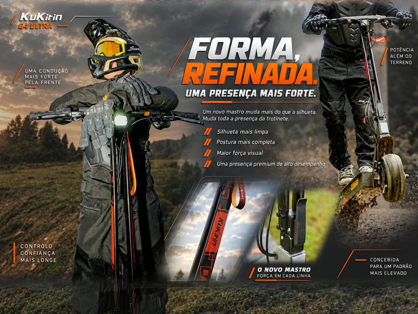 Detalhes de design da trotinete elétrica KuKirin G4 Ultra