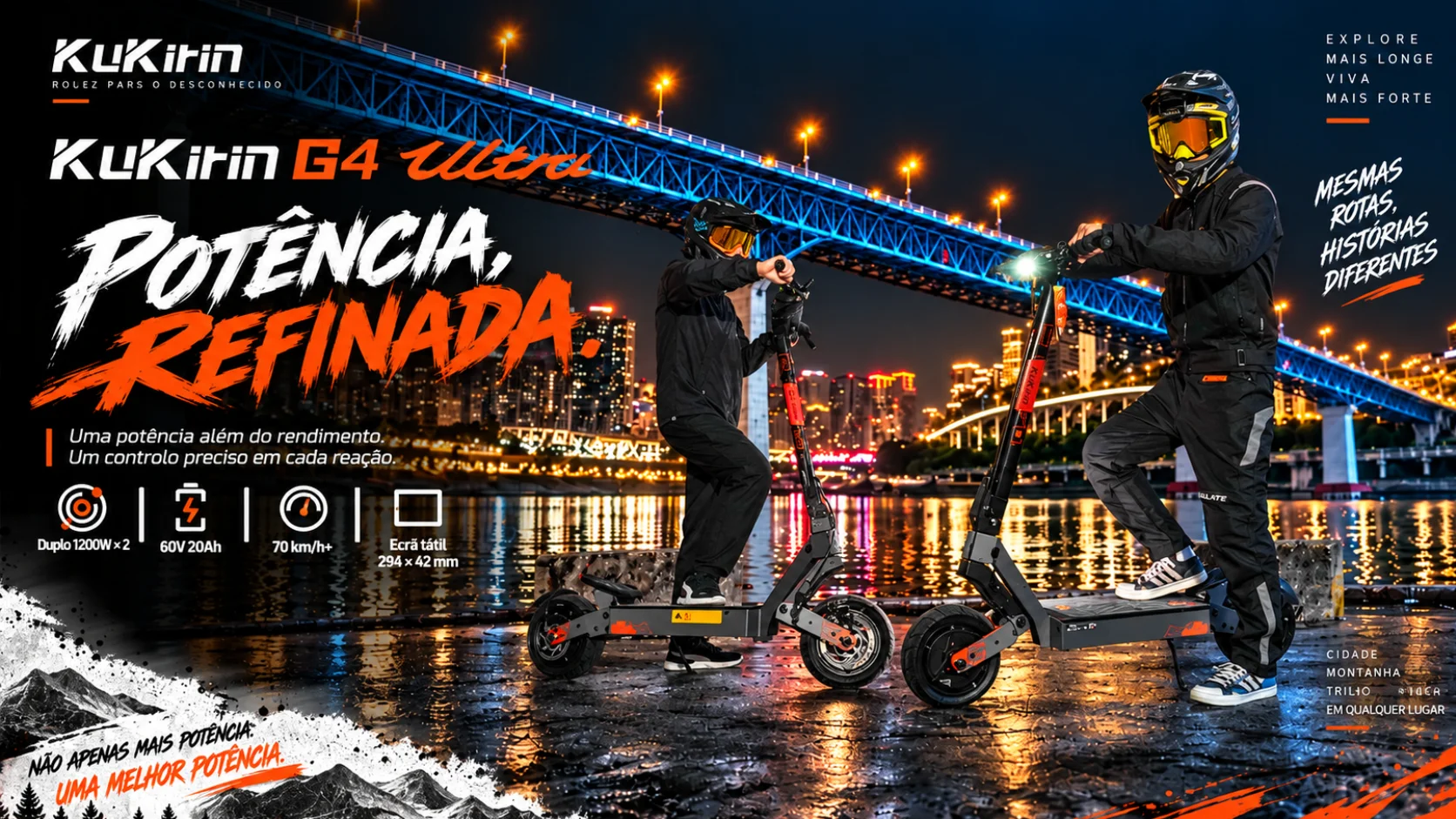 KuKirin G4 Ultra barato com duplo motor 1200W × 2 na loja oficial KuKirin Portugal